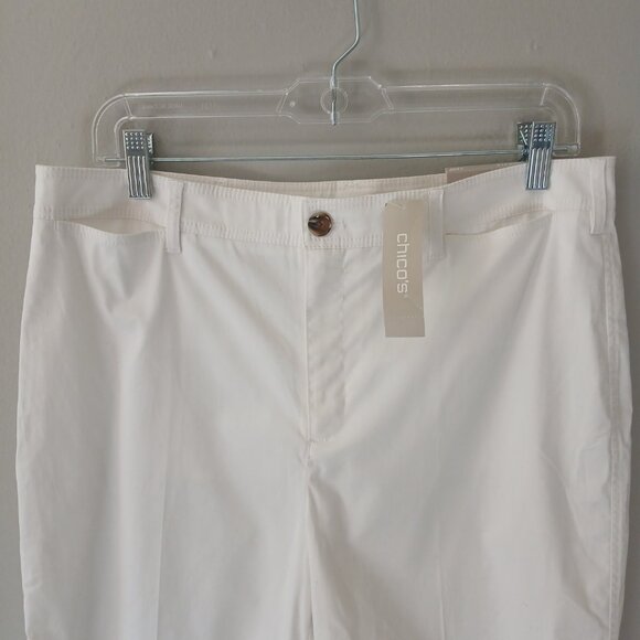 Chico's Women's Size 10 1.5 Cotton Wide Leg Cropped Pants White NWT $79.50 Zip - Picture 2 of 16